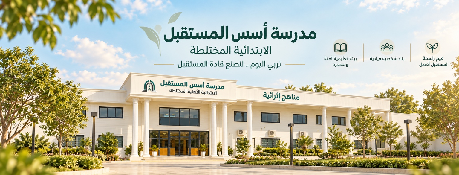 مدرسة أسس المستقبل الابتدائية المختلطة - نربي اليوم لنصنع قادة المستقبل